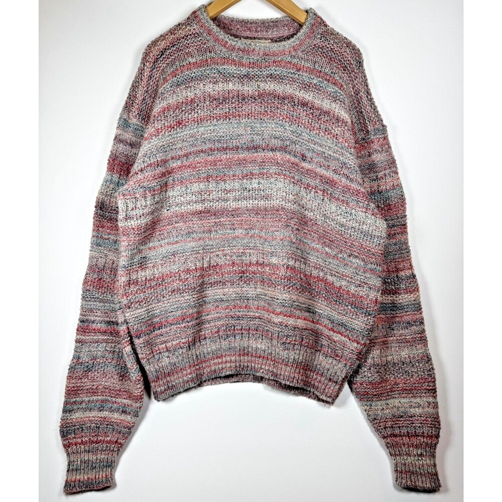 Vintage Alps‎ Sweater Mens XL Multicolor Marled Knit Crewneck 90s Pullover Flaw